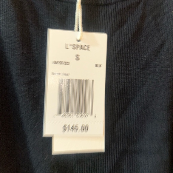 L*Space Bardot Dress Black Asymmetric Hem Sleeveless - Picture 10 of 10